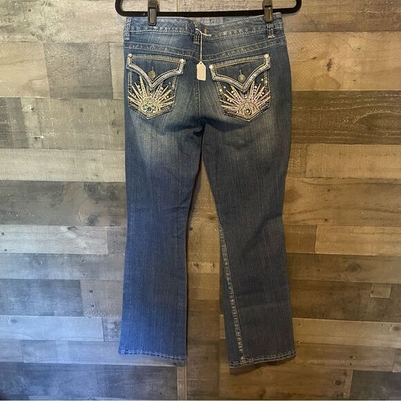 NINE WEST VINTAGE JEANS w detailed designs on the pockets Sz 8/29 (1021) - Picture 3 of 5